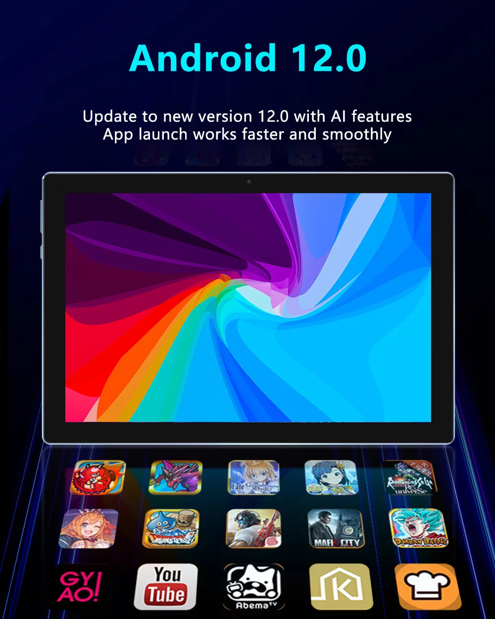 Tablet 10 Inch Tablets Android 12 Tablet PC 2GB+32GB 6000Mah Battery Quad Core HD Touch Screen Tablets Computer, 8MP Dual Camera, Wifi BT Google Play.