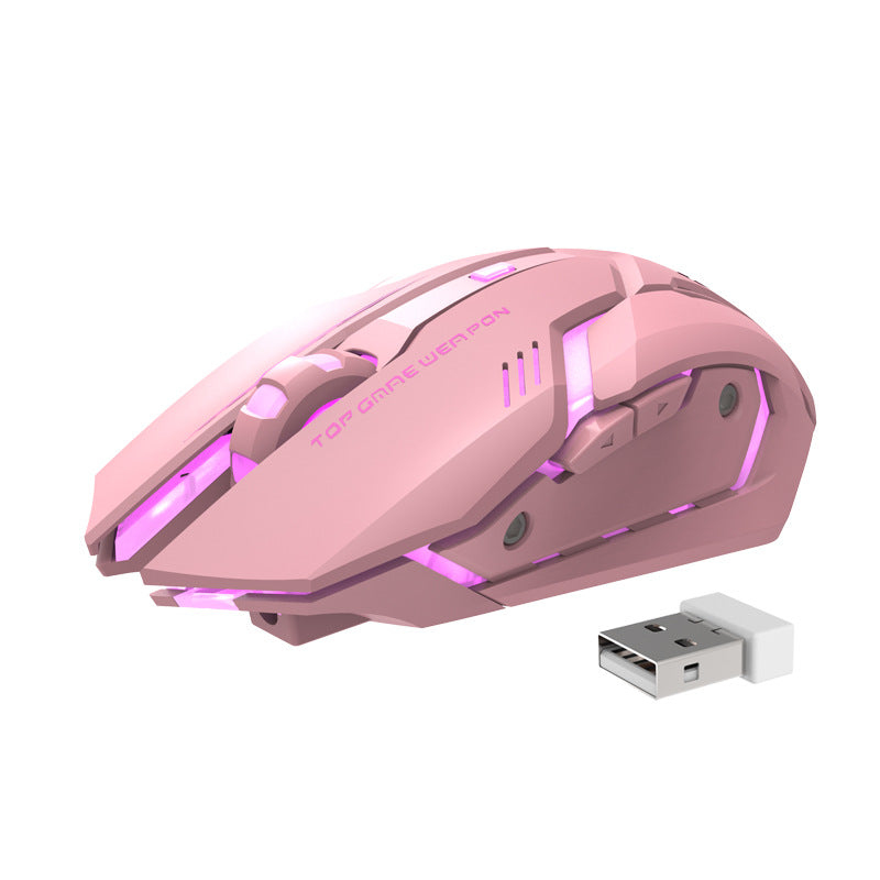 Pink TGW T1 Gaming Mouse Angled View with Pink Lights