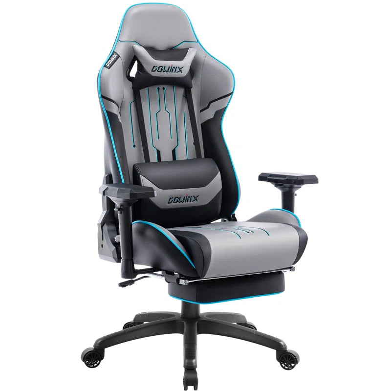 Adjustable Reclining Ergonomic Swiveling PC & Racing Game Chair with Footrest