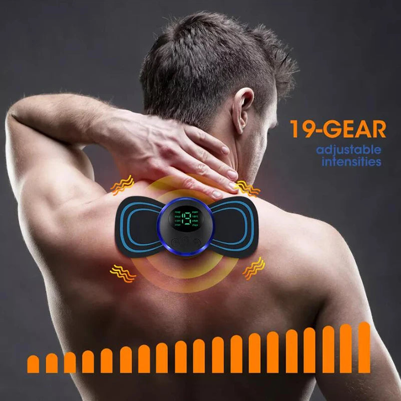 4PCS LCD Display EMS Neck Massage Electric Massager