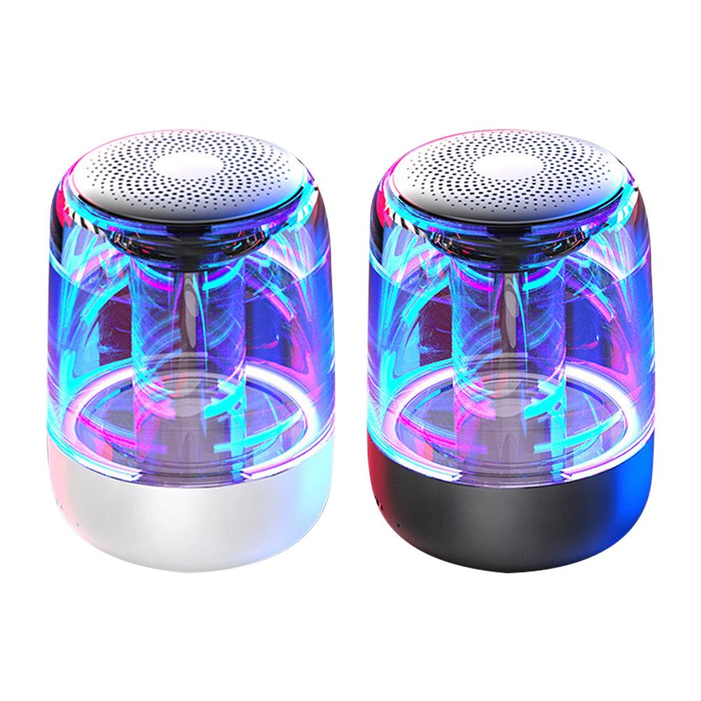 Portable Bluetooth Speakers With Variable Color LED Light In Black & White