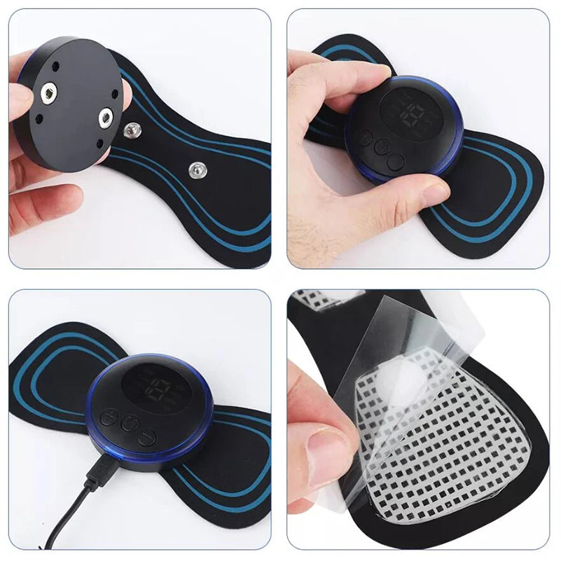 4PCS LCD Display EMS Neck Massage Electric Massager