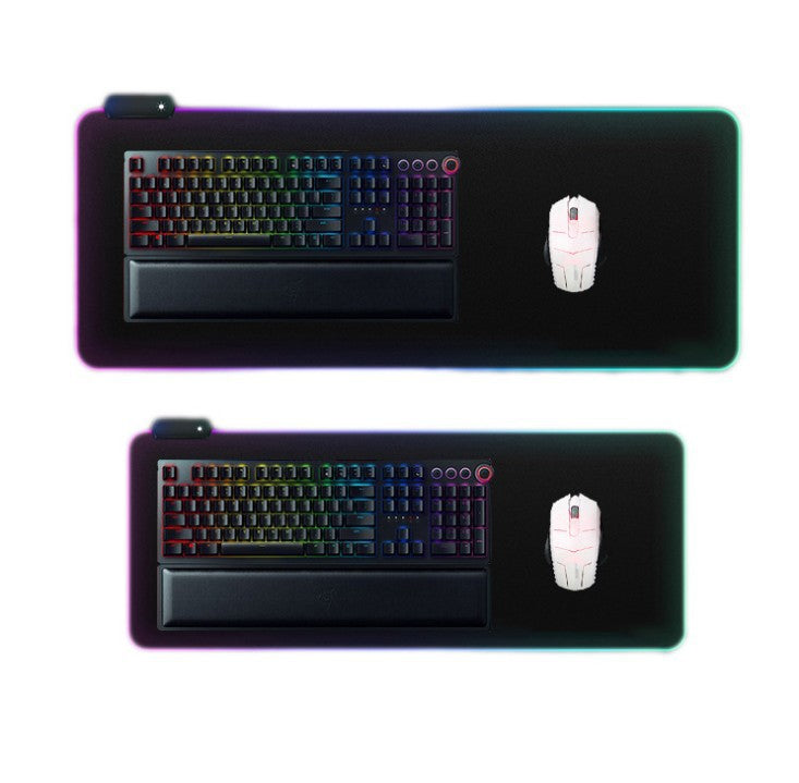 Showcase of Mouse Pad in Small and Large Size with Mouse and Keyboard