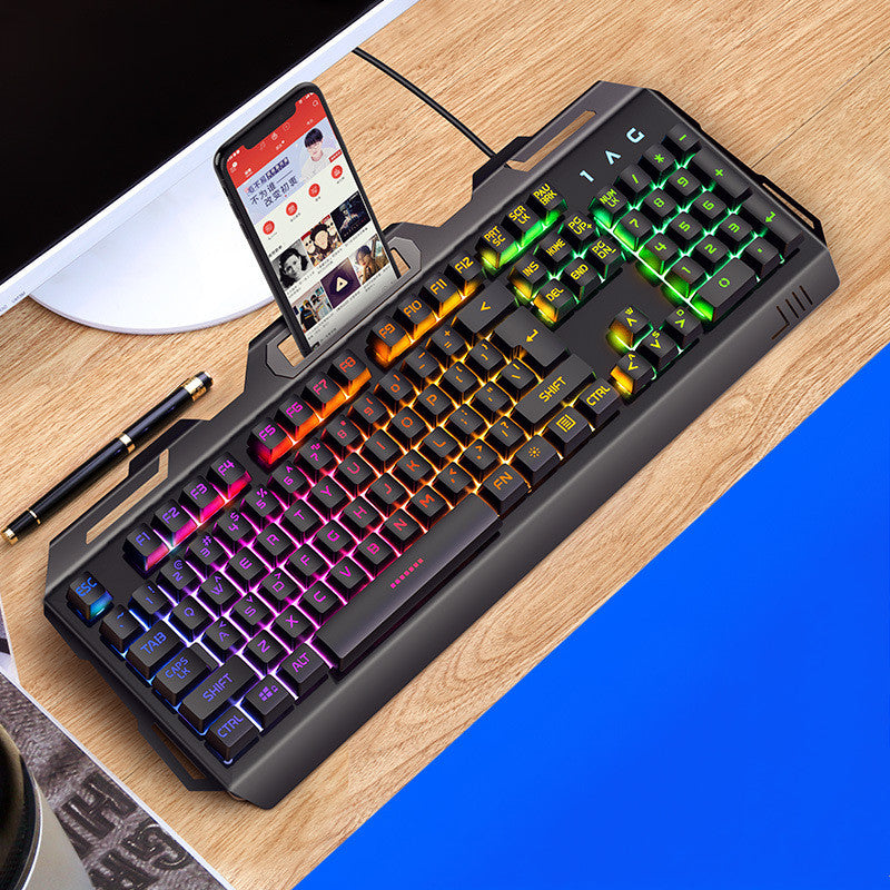 Showcase of Mechanical Gaming Keyboard at an Angle with RGB Lights