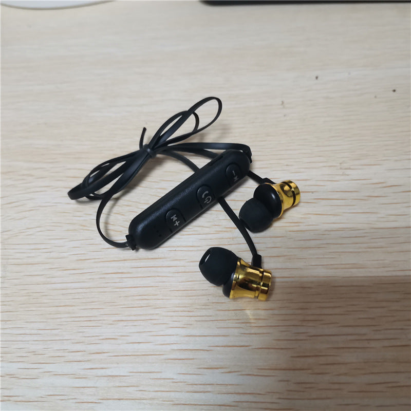 Gold Magnetic Wrap Around Earbuds On Table