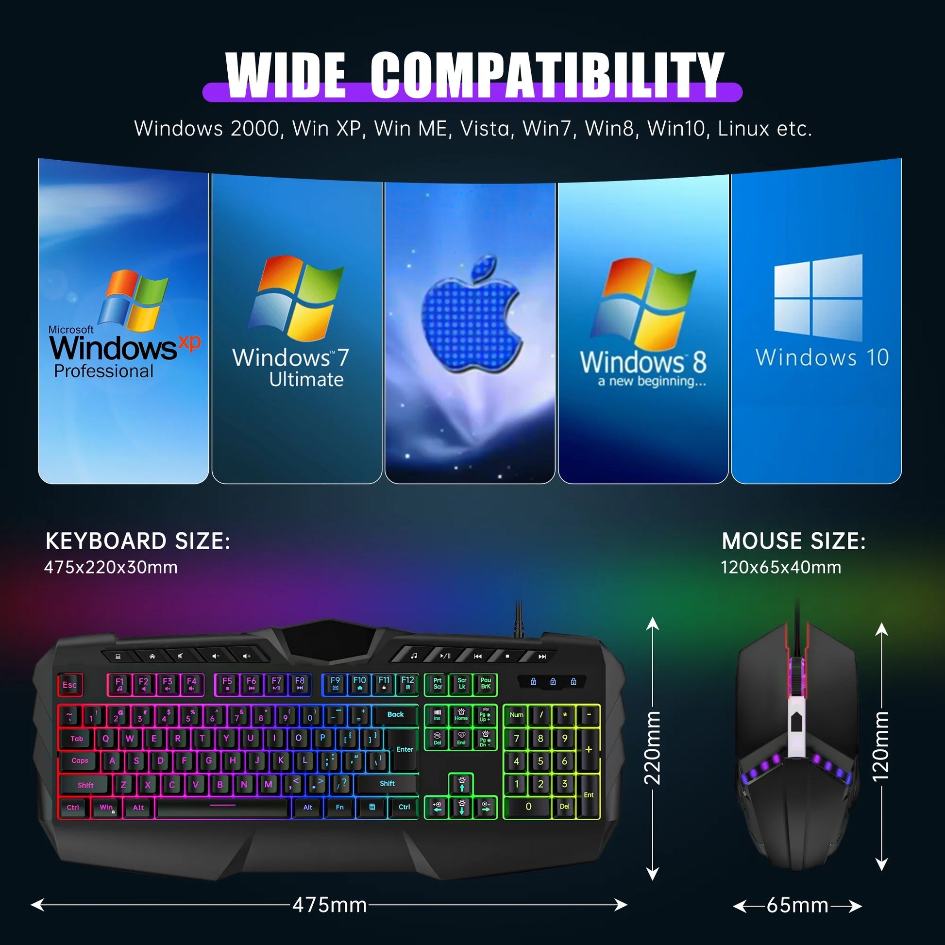 LED Gaming Keyboard and Mouse Combo