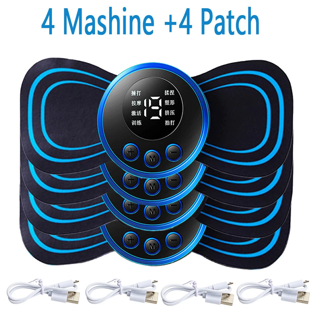 4PCS LCD Display EMS Neck Massage Electric Massager