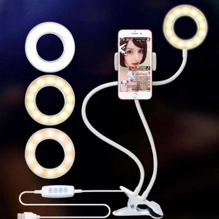 Showcase Of White Adjustable LED Selfie Ring Light Stand