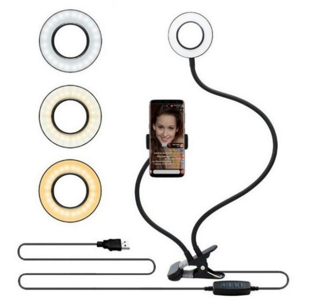 Showcase Of Black Adjustable LED Selfie Ring Light Stand
