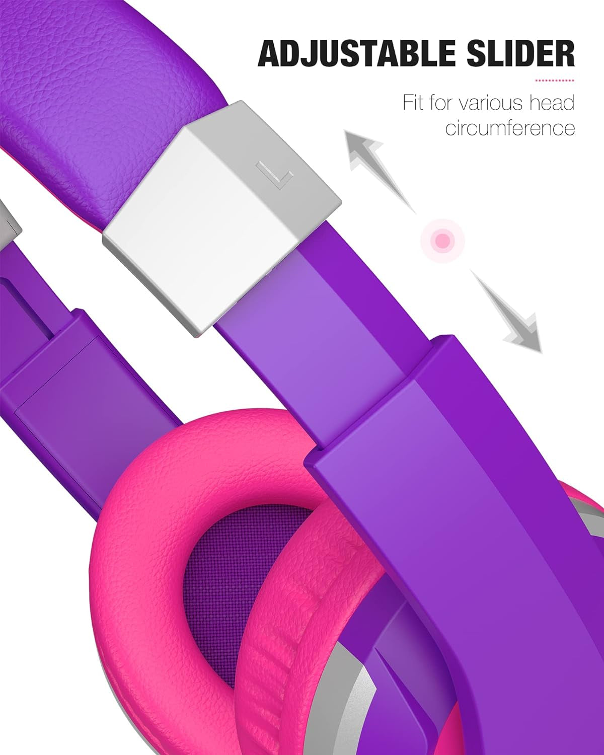  I41 Kids Headphones, Headphones for Kids Children Girls Boys Teens Foldable Adjustable on Ear Headphones with 3.5Mm Jack for Smartphones Computer MP3/4 Kindle School Travel Tablet (Purple/Red)