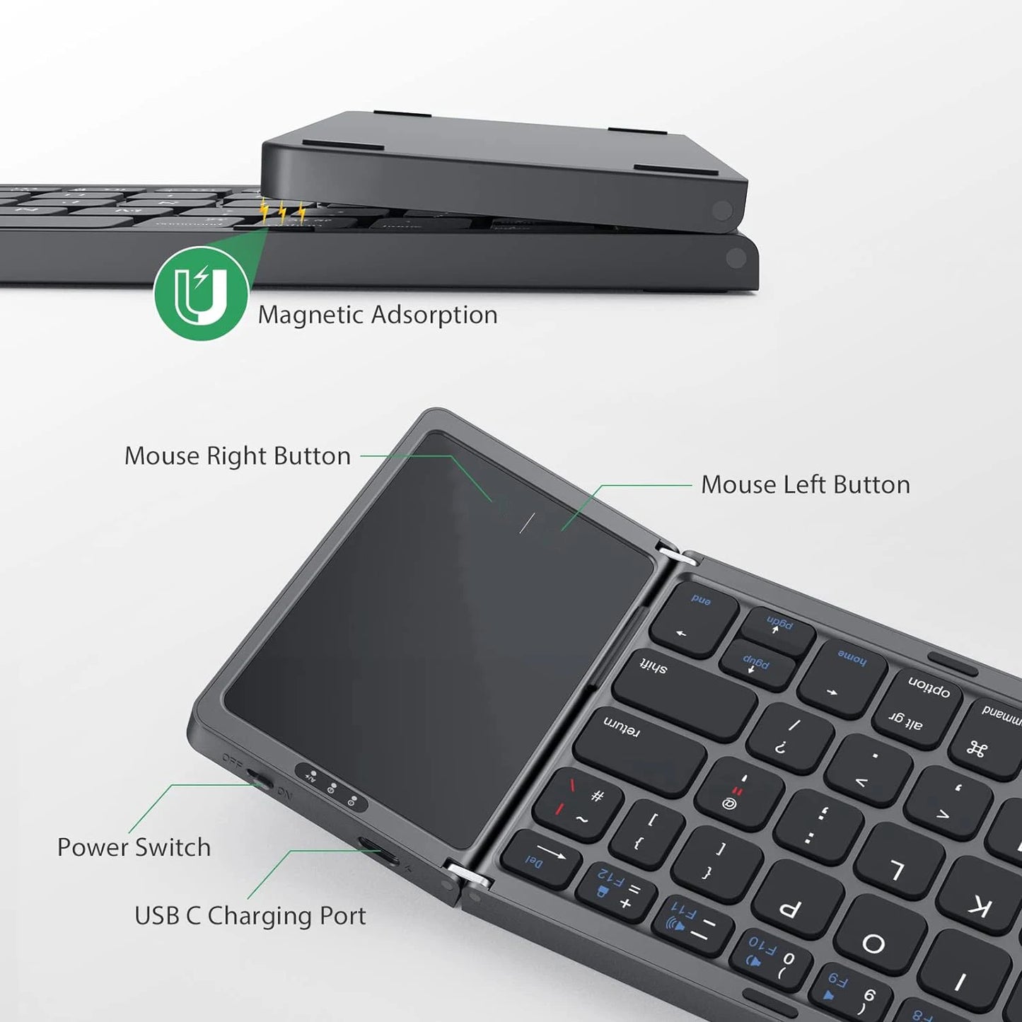 Foldable Bluetooth Keyboard with Touchpad