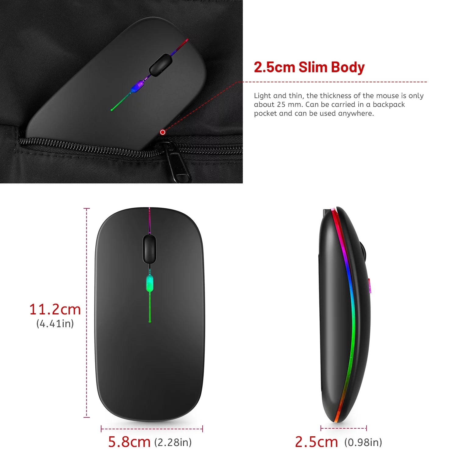 LED Wireless Rechargeable Silent Mouse 2.4G