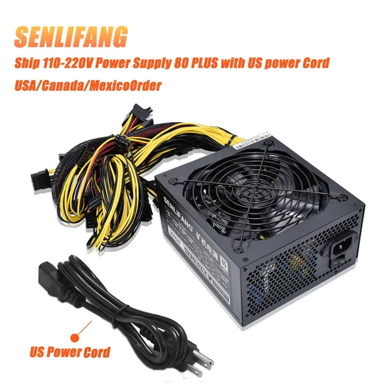 2000W ATX Gold Power Supply SATA IDE for BTC ETC RVN Rig Ethereum Computer Component Mining Machine Supports 8 GPU Cards