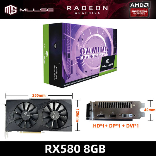 AMD Radeon RX 580 8GB Gaming Graphics Card GDDR5 256-Bit PCI Express 3.0 ×16 8Pin 14 NM GPU Desktops Placa De Video Card