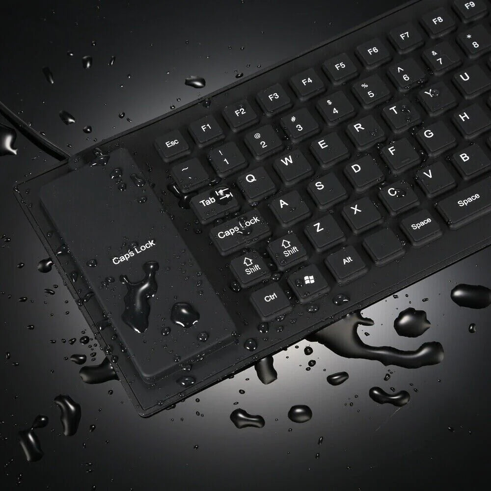 Waterproof Silicone Keyboard Foldable Flexible USB Dustproof Dirtproof Full Size