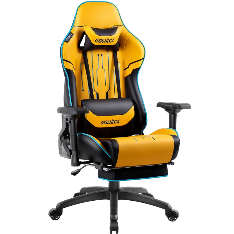 Adjustable Reclining Ergonomic Swiveling PC & Racing Game Chair with Footrest