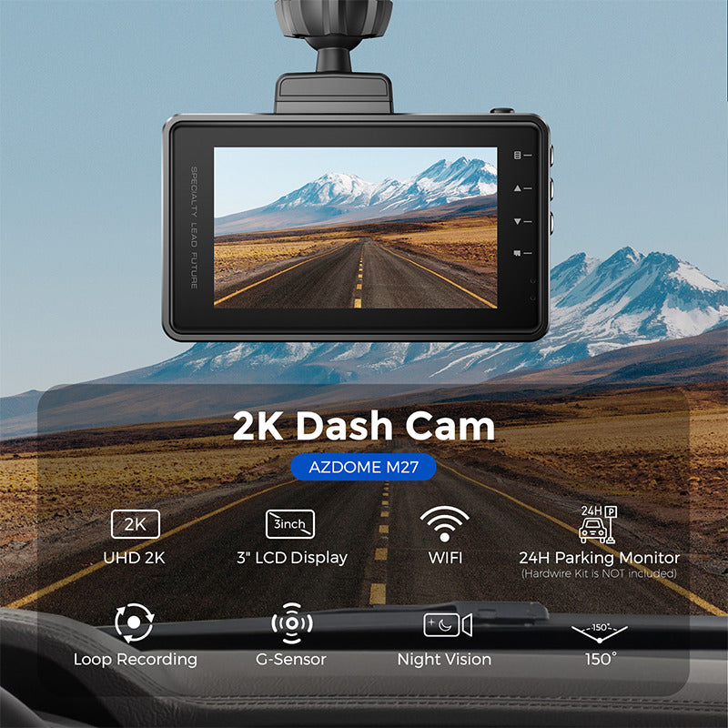 2K Dash Cam WIFI APP Car DVR Camera Night Vision Parking Monitor G-Sensor AZDOME