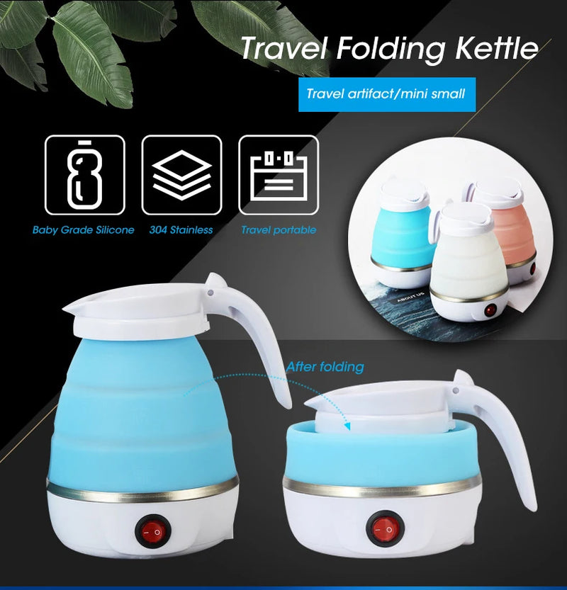  Mini Folding Kettle Portable Water Heater 600W Silicone Compression Electric Kettle Home Kettle Easy to Travel With