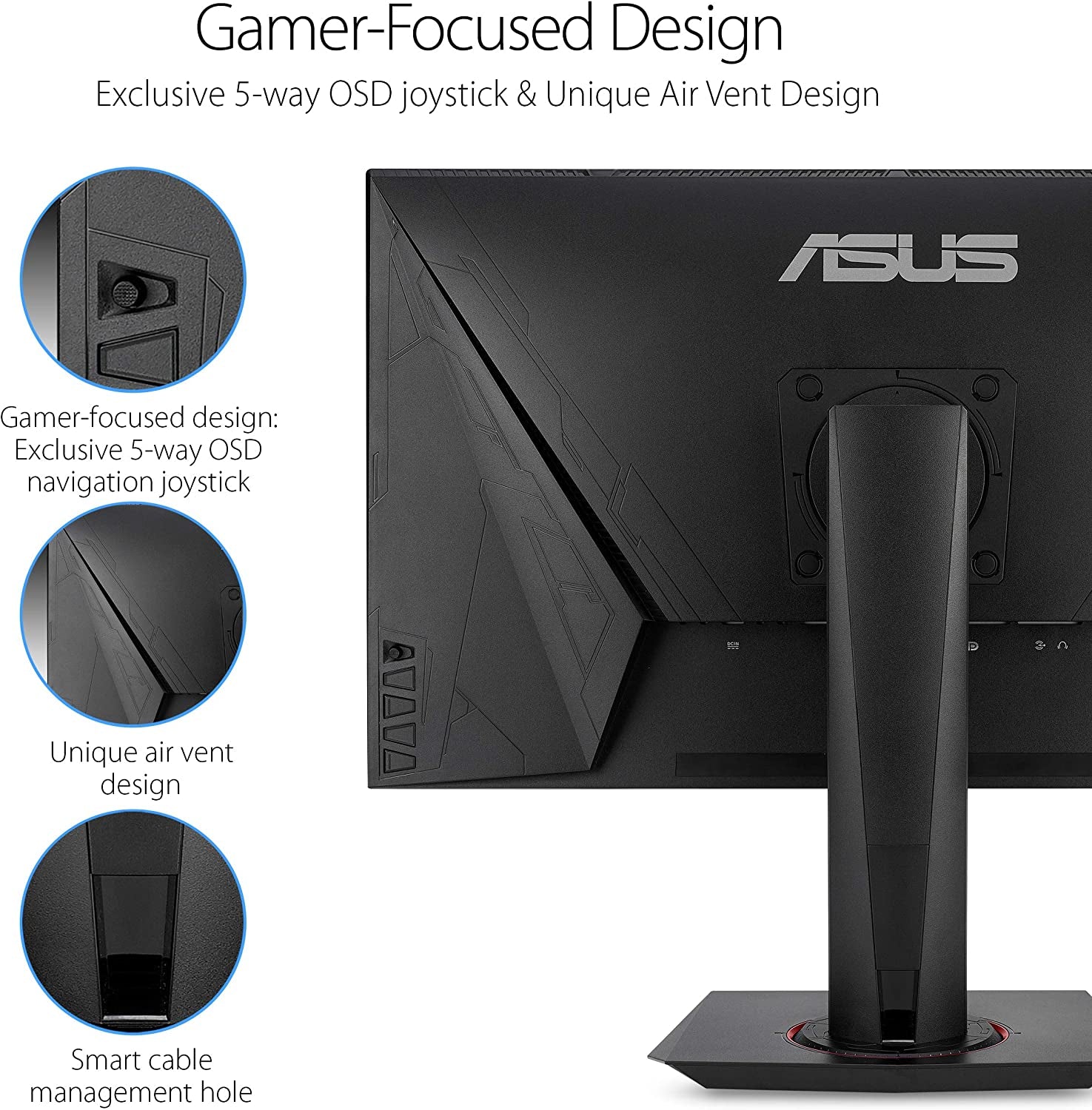 ASUS VG278QR 27” Gaming Monitor 165Hz Full HD (1920 X 1080) 0.5Ms G-SYNC Eye Care Displayport HDMI DVI, Black