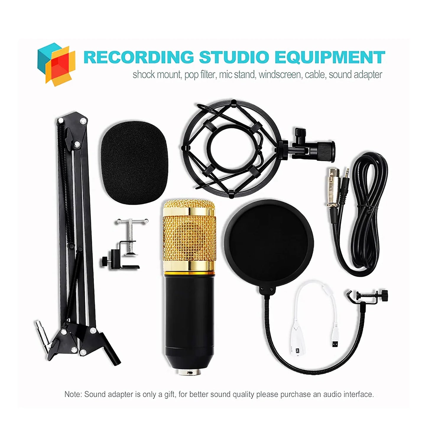 5Core Recording Microphone Podcast Bundle Professional Condenser Cardioid Mic Kit W Boom Arm