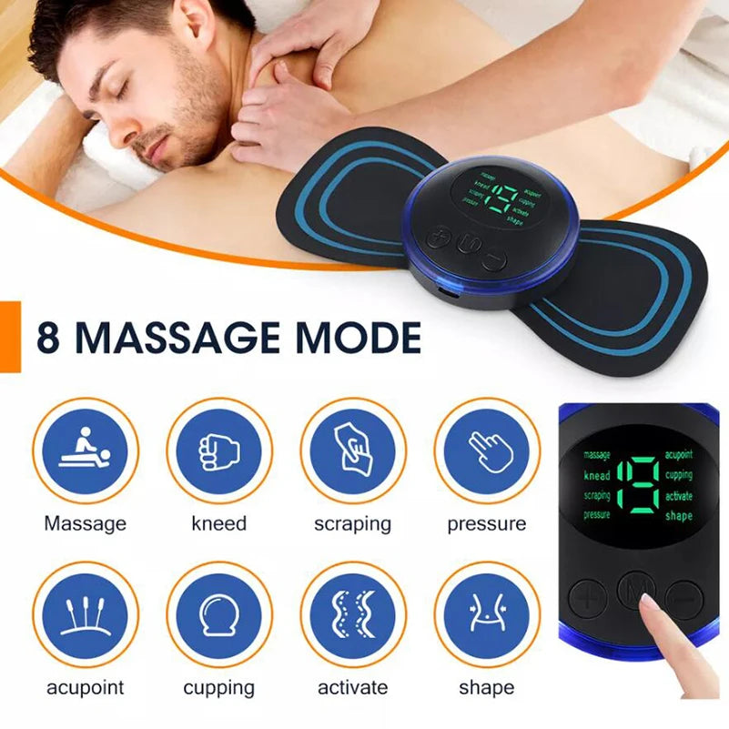 4PCS LCD Display EMS Neck Massage Electric Massager