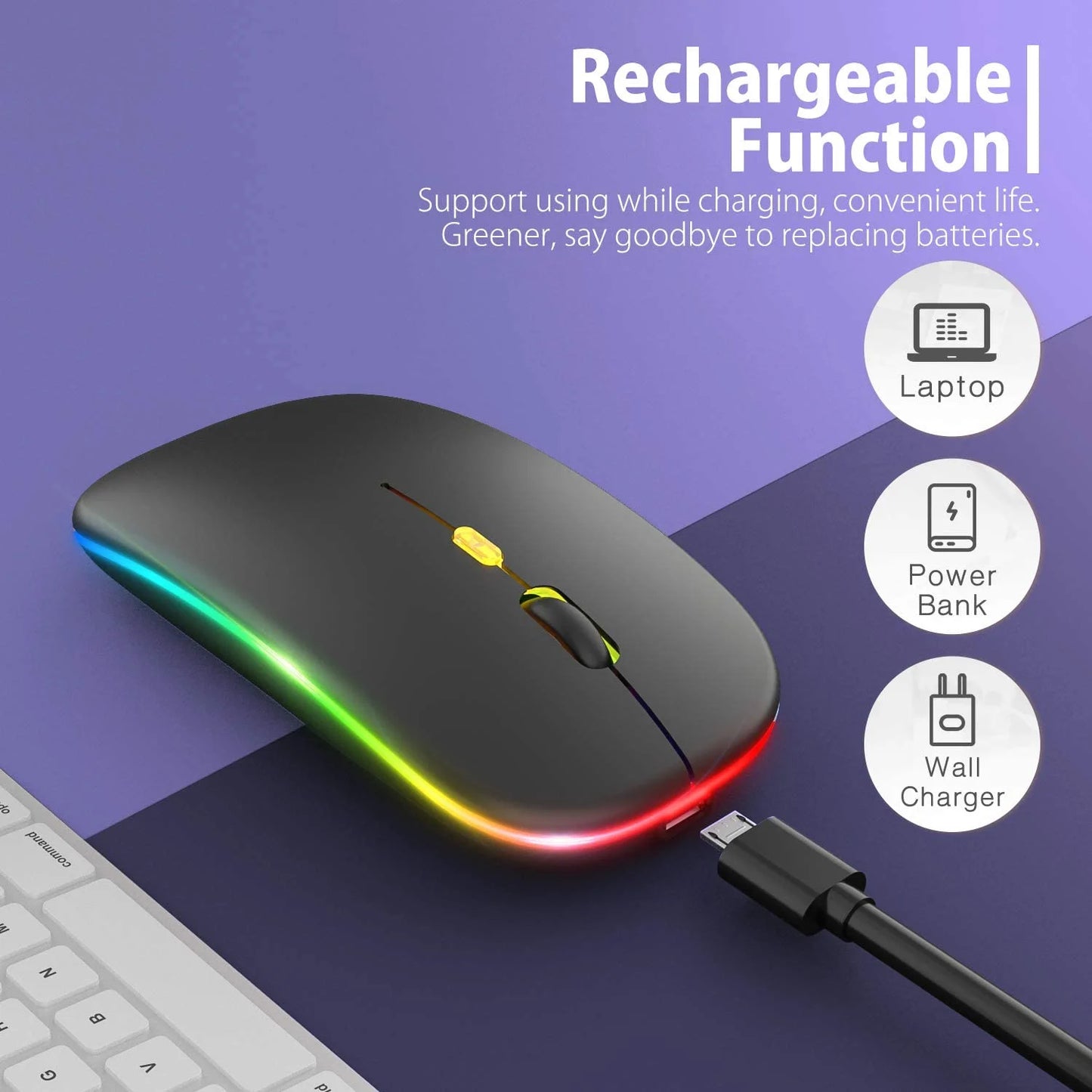 LED Wireless Rechargeable Silent Mouse 2.4G