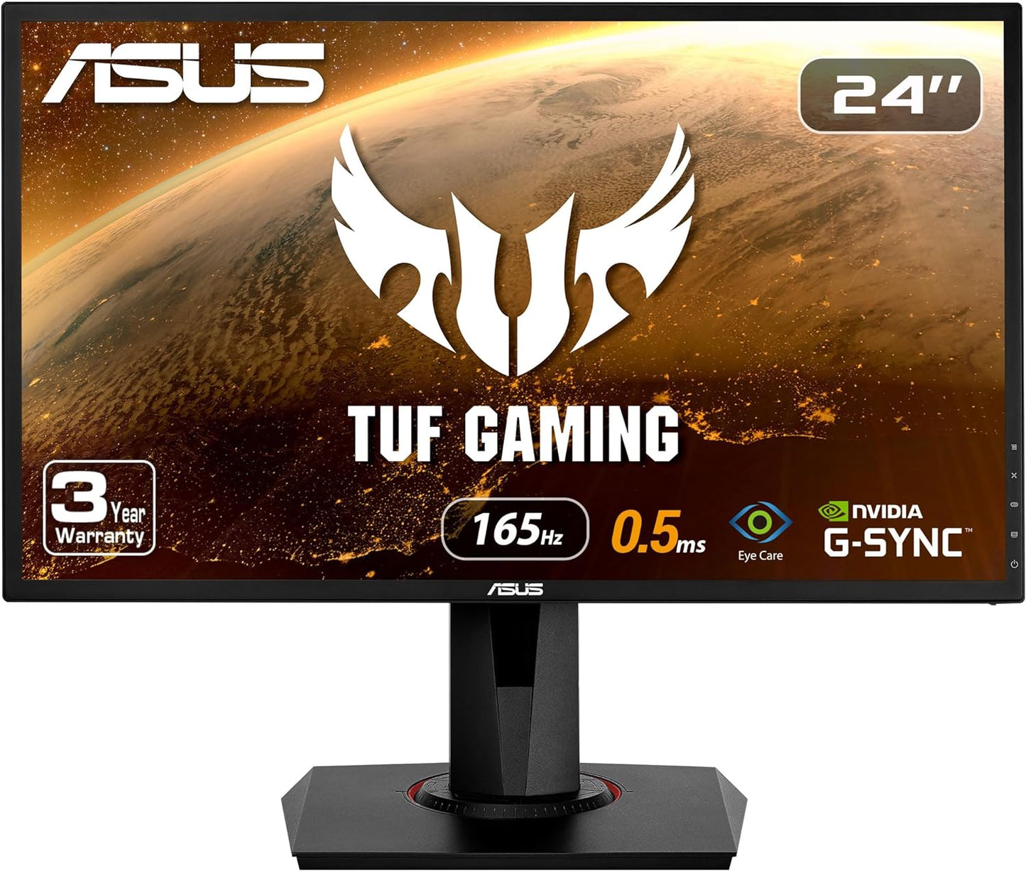 ASUS VG248QG 24" G-SYNC Gaming Monitor 165Hz 1080P 0.5Ms Eye Care with DP HDMI Dvi,Black