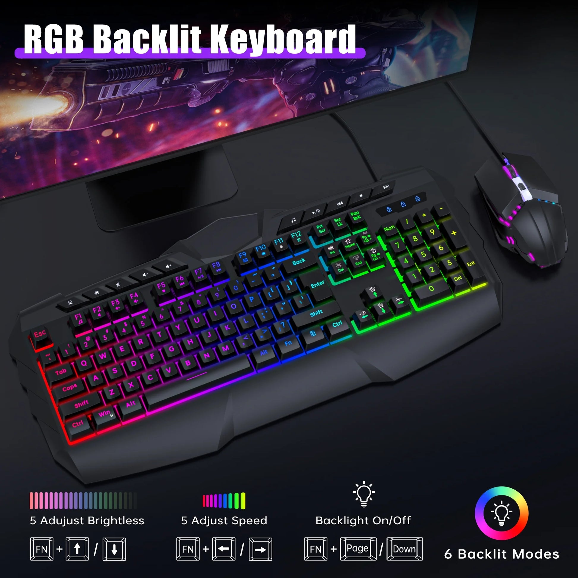 LED Gaming Keyboard and Mouse Combo