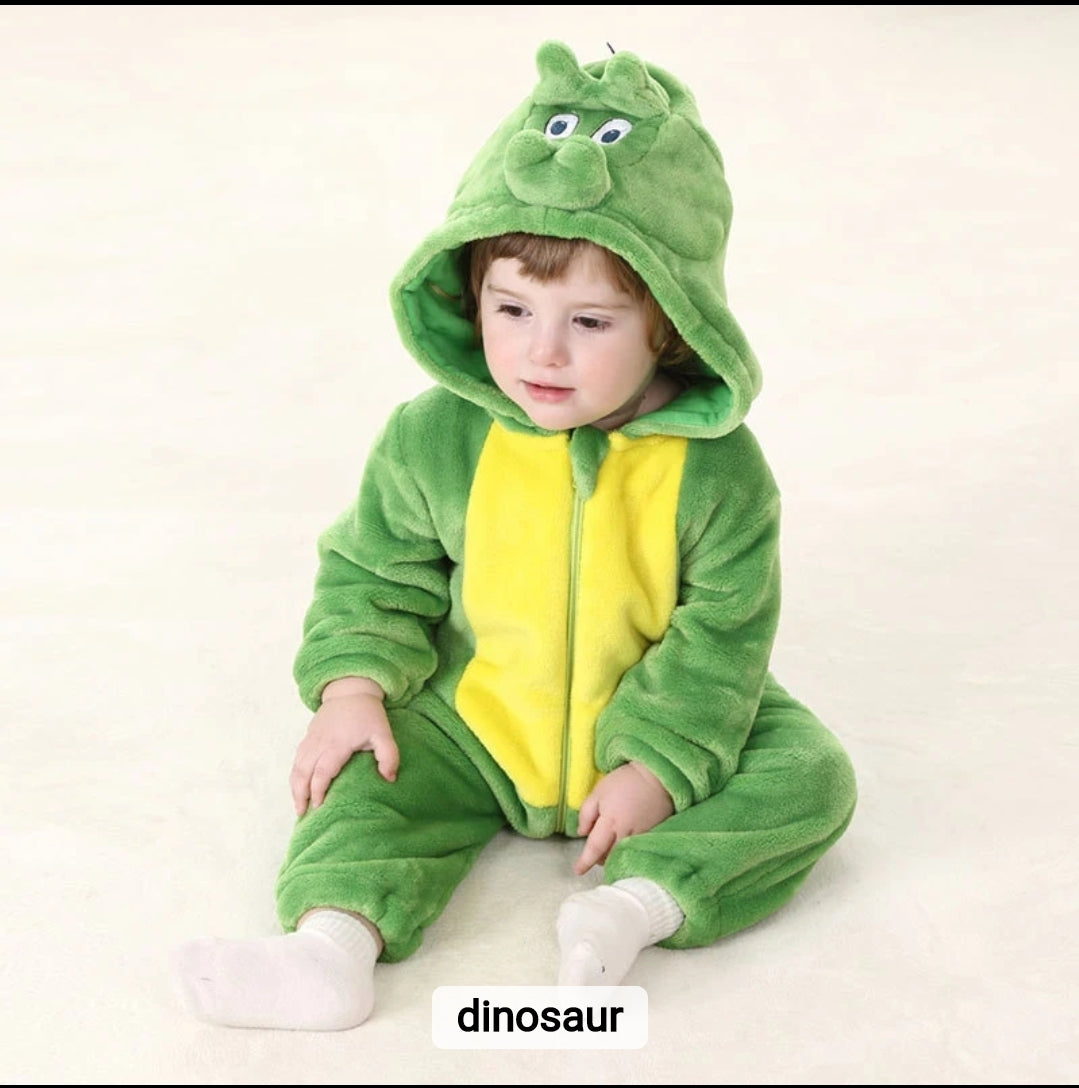 New Baby Dinosaur Halloween Costume with Easy Diaper Changing 2-Way Zipper – Fluffy, Soft, and High Quality