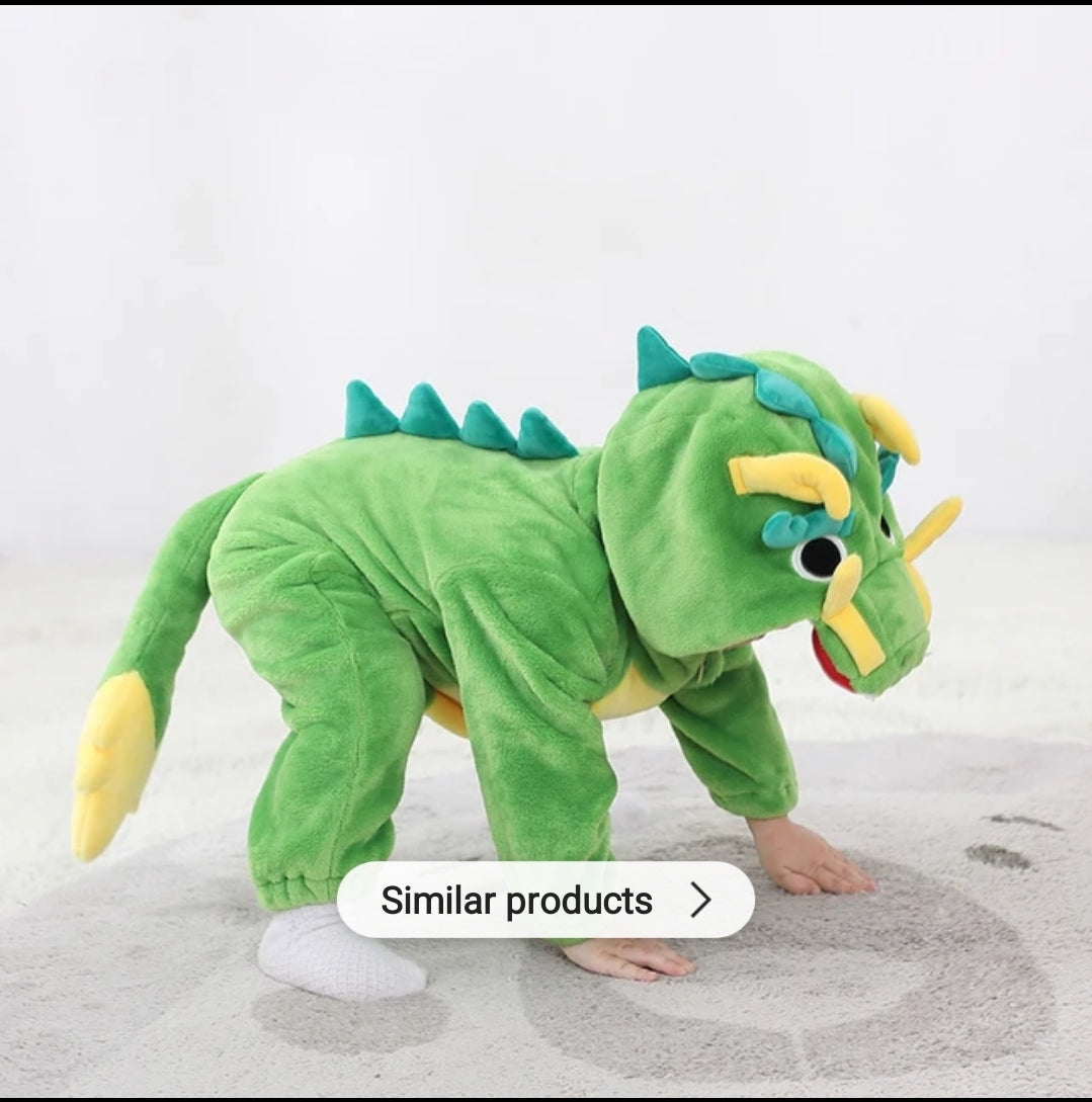 New Baby Dinosaur Halloween Costume with Easy Diaper Changing 2-Way Zipper – Fluffy, Soft, and High Quality