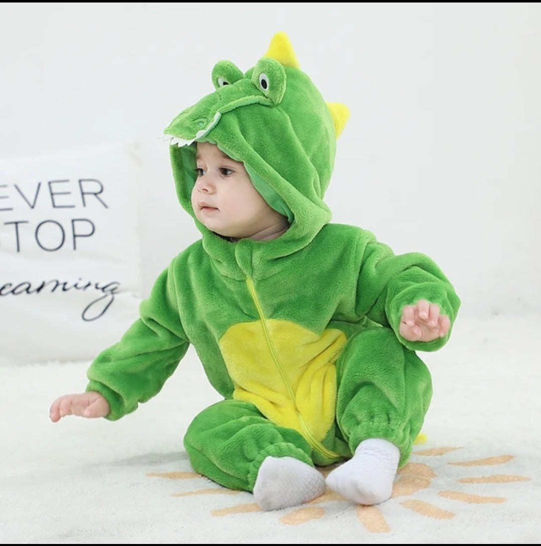 New Baby Dinosaur Halloween Costume with Easy Diaper Changing 2-Way Zipper – Fluffy, Soft, and High Quality