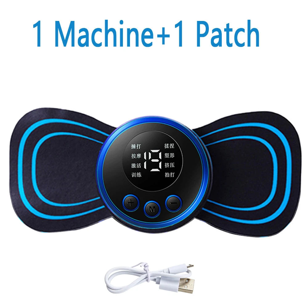 4PCS LCD Display EMS Neck Massage Electric Massager