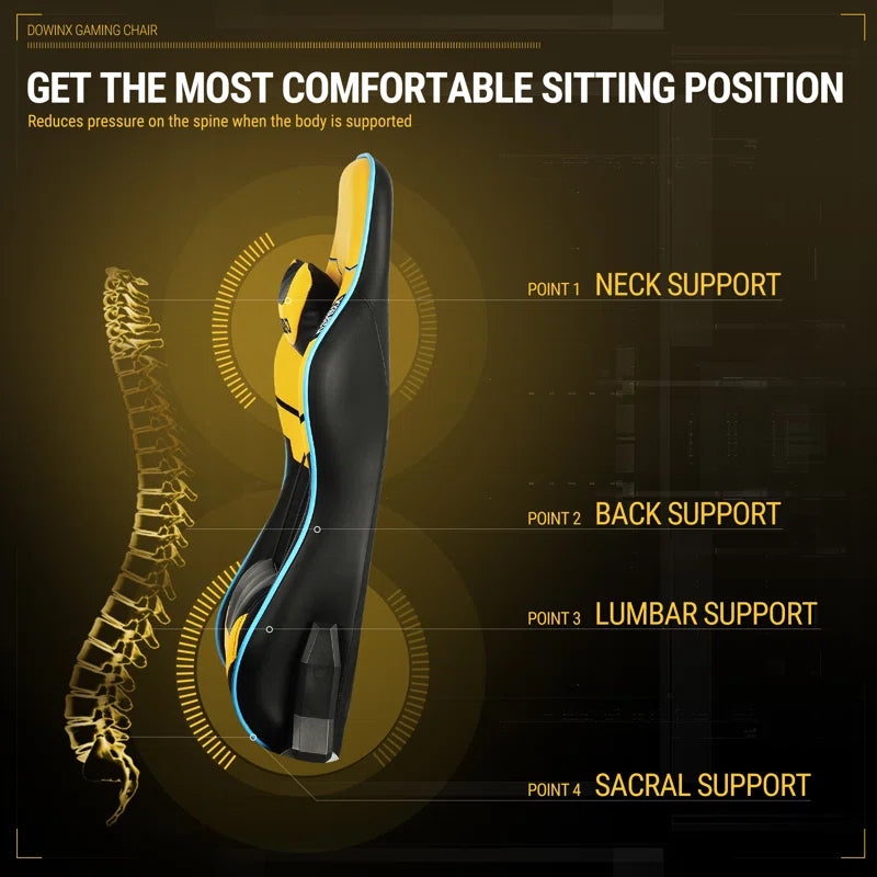 Adjustable Reclining Ergonomic Swiveling PC & Racing Game Chair with Footrest