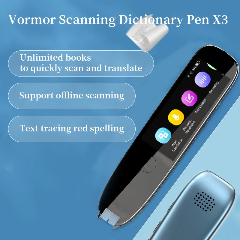 Scan Reader Pen X2/X3 Translatorand Reading Pen for Dyslexia Autism Smart Voice Scan Translator Pen 112 Languages Translation