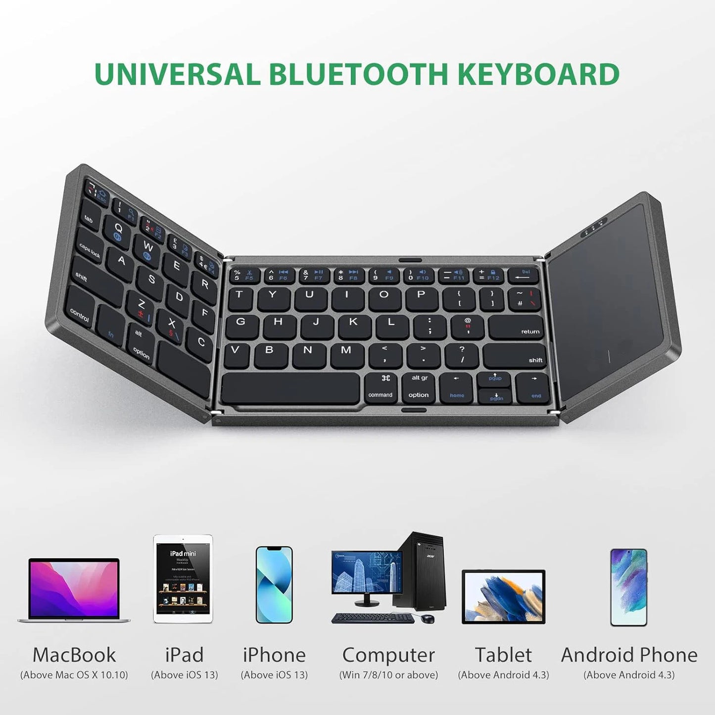 Foldable Bluetooth Keyboard with Touchpad