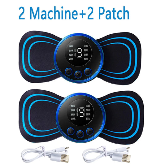 4PCS LCD Display EMS Neck Massage Electric Massager