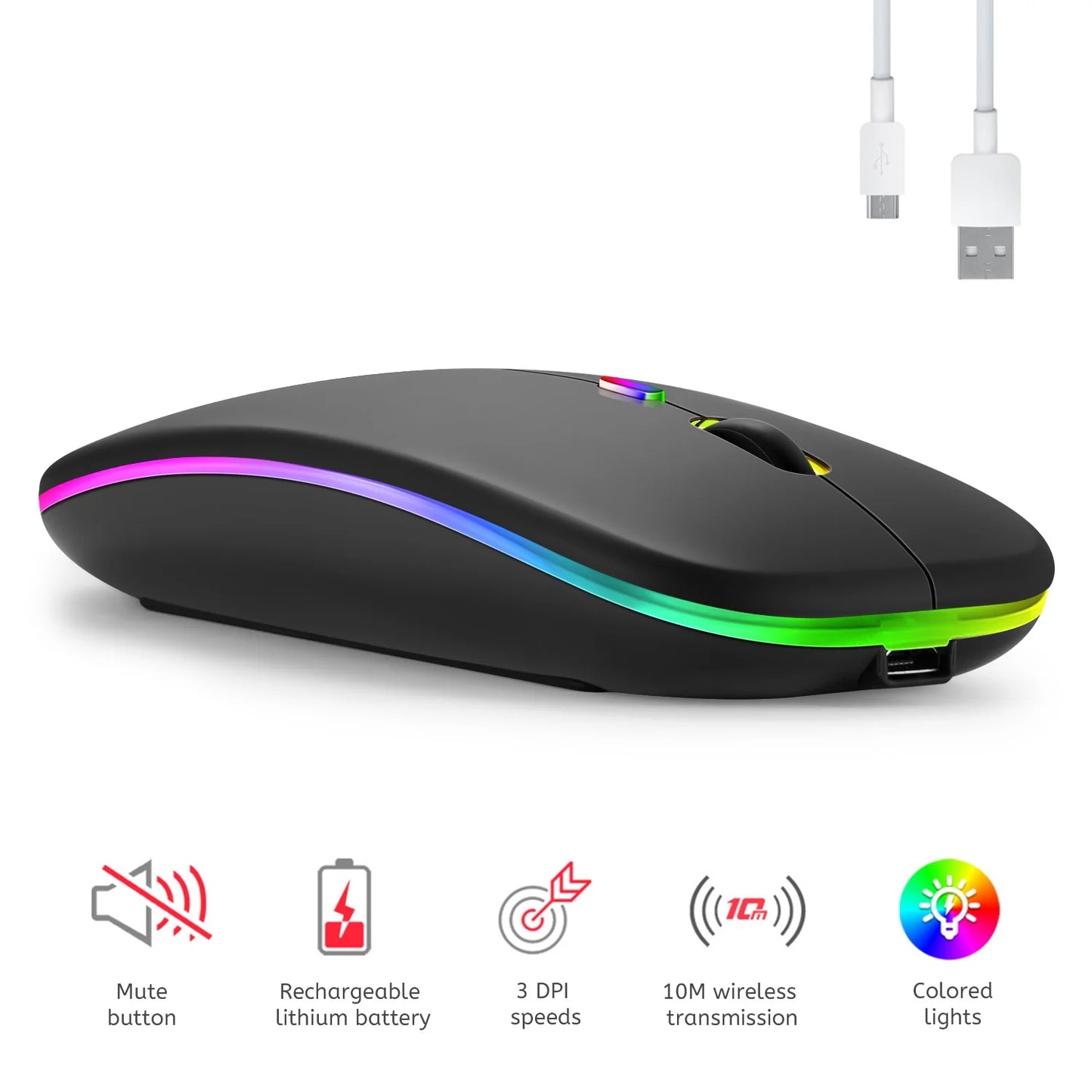 LED Wireless Rechargeable Silent Mouse 2.4G