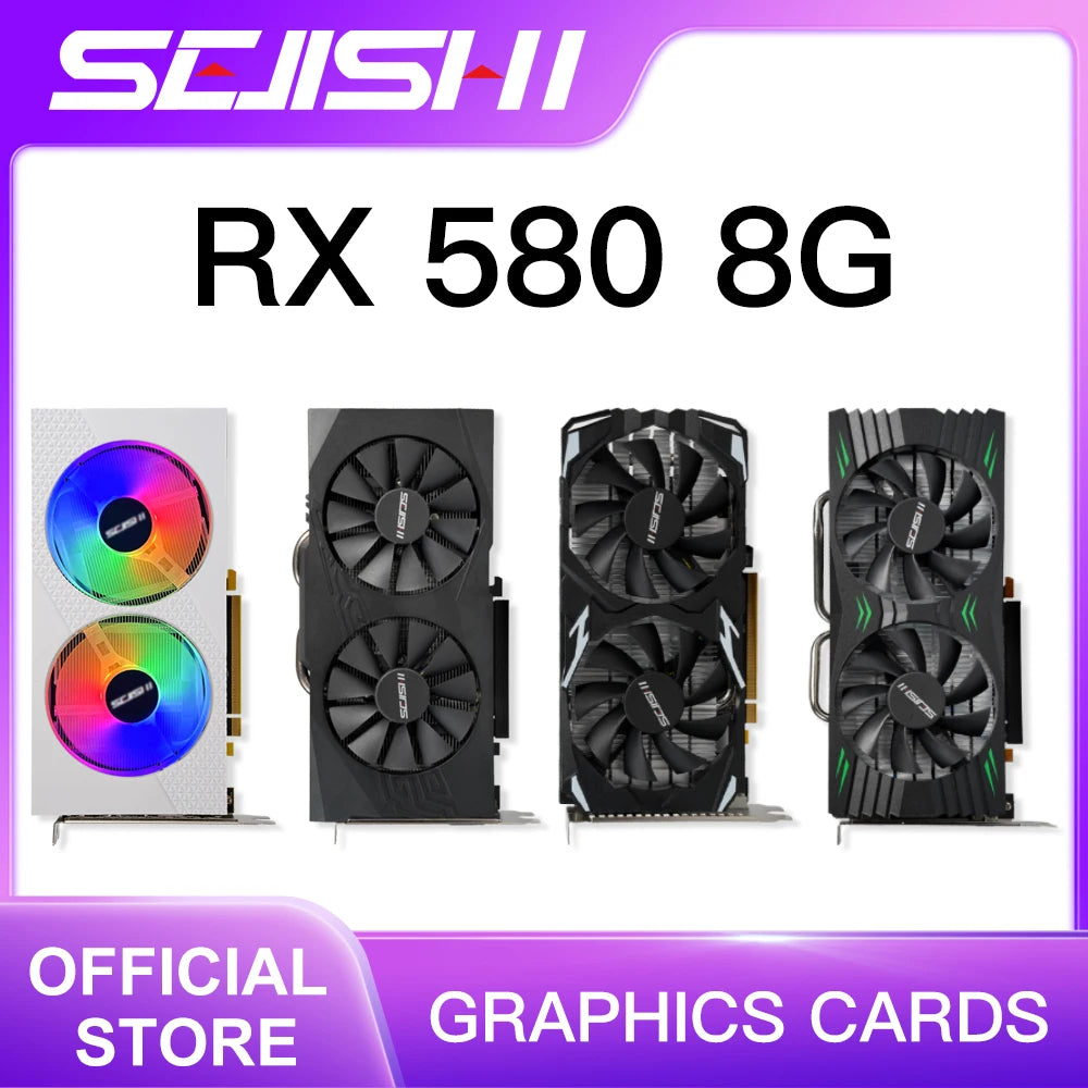 SJS RX 580 8G 256Bit 2048SP GDDR5 AMD GPU RTX 3060 2060 Graphics Cards RX580 Video Card Radeon Mining Gaming Card Placa De Video