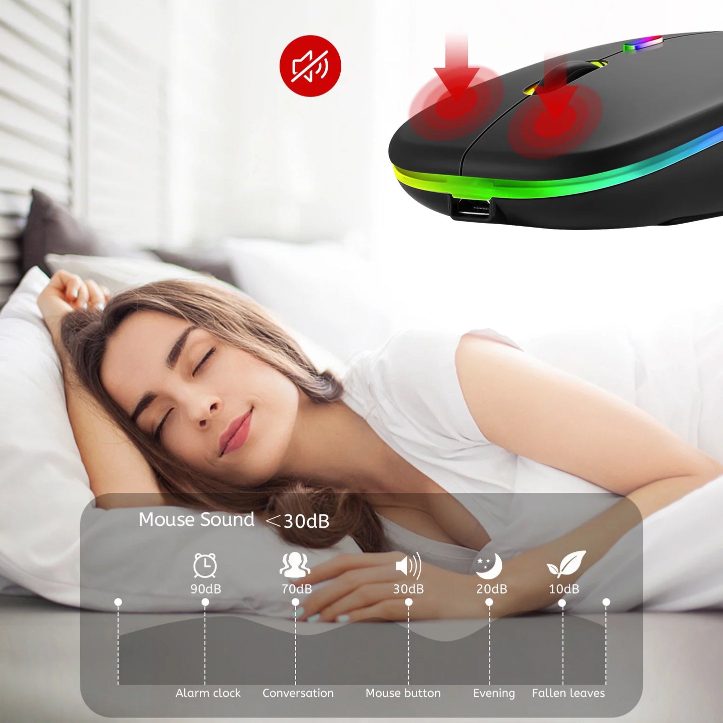 LED Wireless Rechargeable Silent Mouse 2.4G