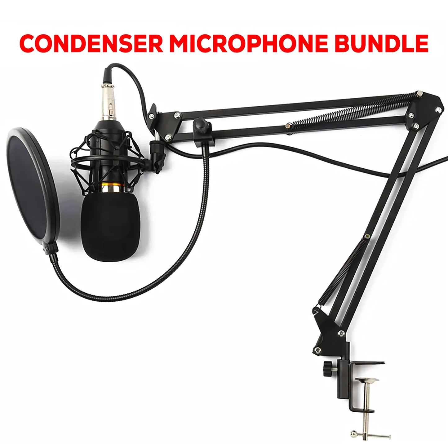 5Core Recording Microphone Podcast Bundle Professional Condenser Cardioid Mic Kit W Boom Arm