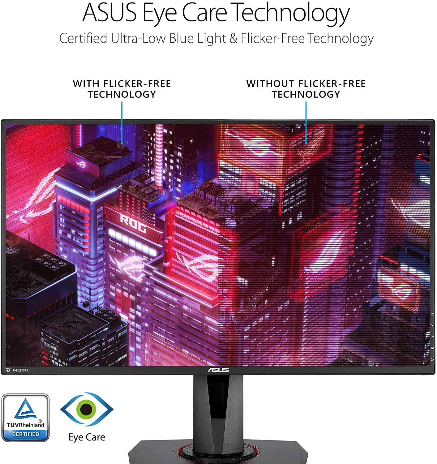 ASUS VG278QR 27” Gaming Monitor 165Hz Full HD (1920 X 1080) 0.5Ms G-SYNC Eye Care Displayport HDMI DVI, Black