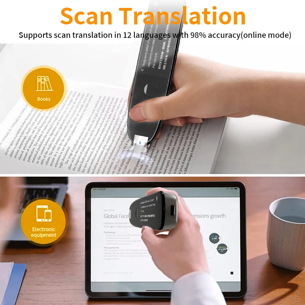 Scan Reader Pen X2/X3 Translatorand Reading Pen for Dyslexia Autism Smart Voice Scan Translator Pen 112 Languages Translation