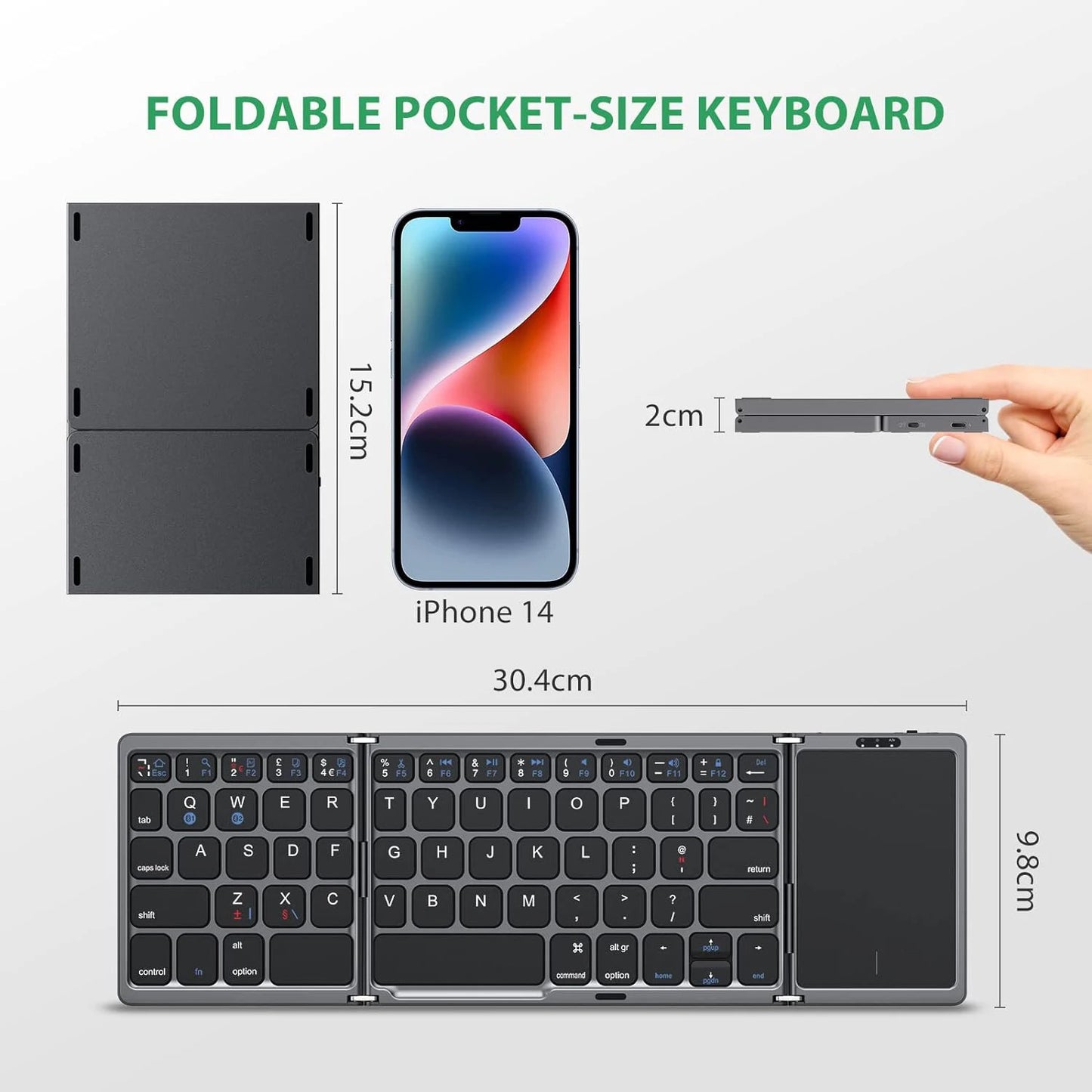 Foldable Bluetooth Keyboard with Touchpad