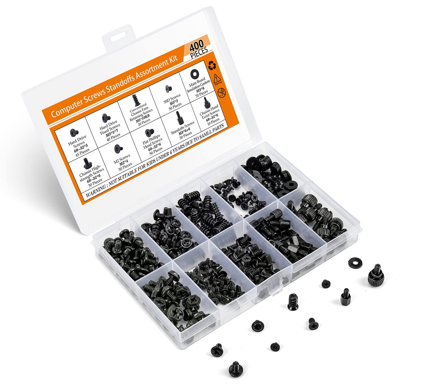 400PCS Motherboard Standoffs Computer Screws Assortment Kit for Motherboard PC F