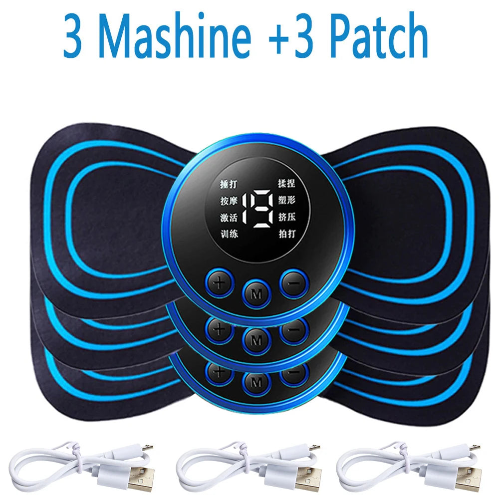 4PCS LCD Display EMS Neck Massage Electric Massager